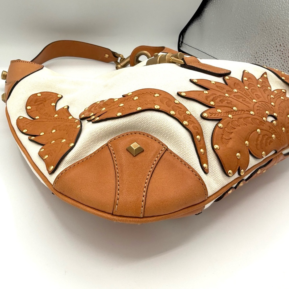 Gucci RARE Western Horsebit Tan and Cream Embellished Jackie Bag - Picture 5 of 13